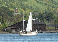 Sailboat in Keweenaw Waterway by the Quincy Smelter