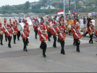 Hancock High School Band in Parade of Nations