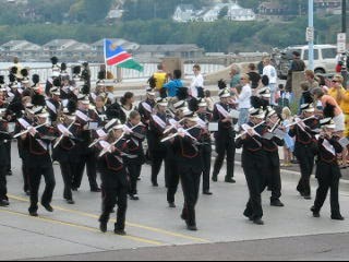 Houghton High School Band in Parade of Nations  Show at Dee Stadium