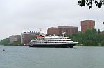 MV Clelia II sailing by Michigan Tech campus