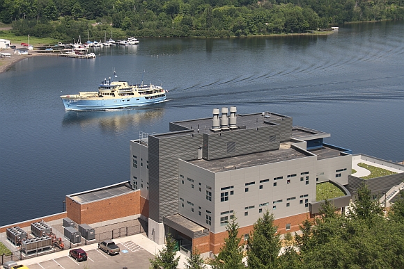 Ranger III that serves Isle Royale National Park sailing by the Great Lakes Research Center